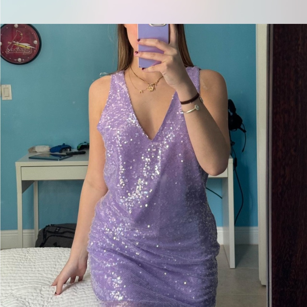 A New Day Lavender Sequin Mini Dress